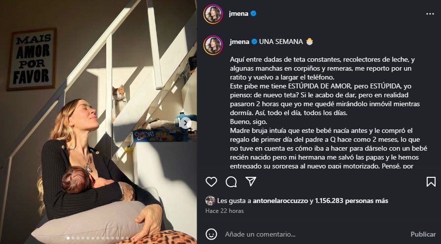 Jimena Barón presentó a su bebé Arturo con fotos familiares