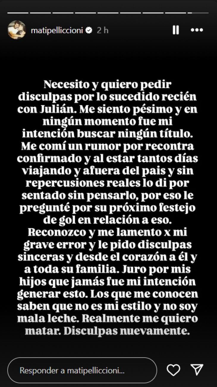 El descargo del periodista Matías Pelliccioni