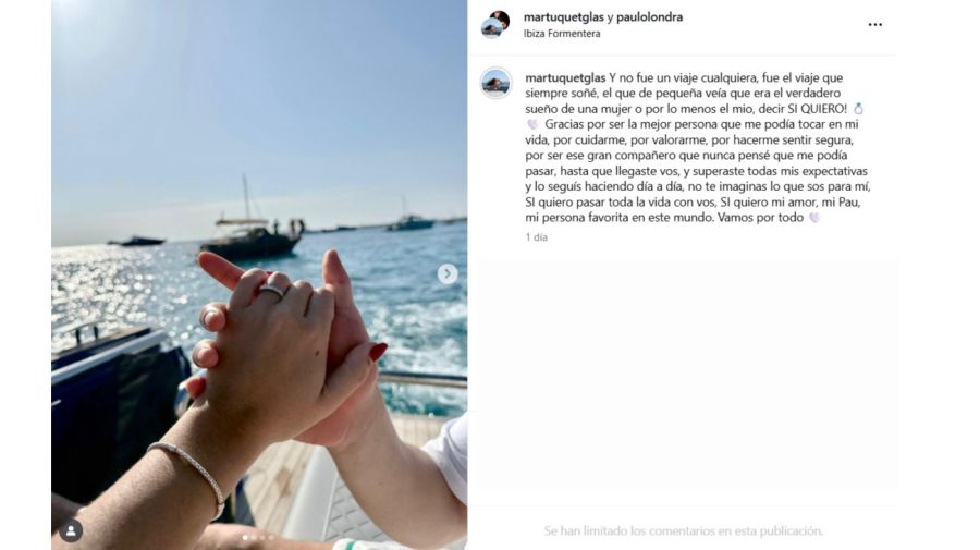 Paulo Londra le pidió casamiento a Martina Quetglas Boj