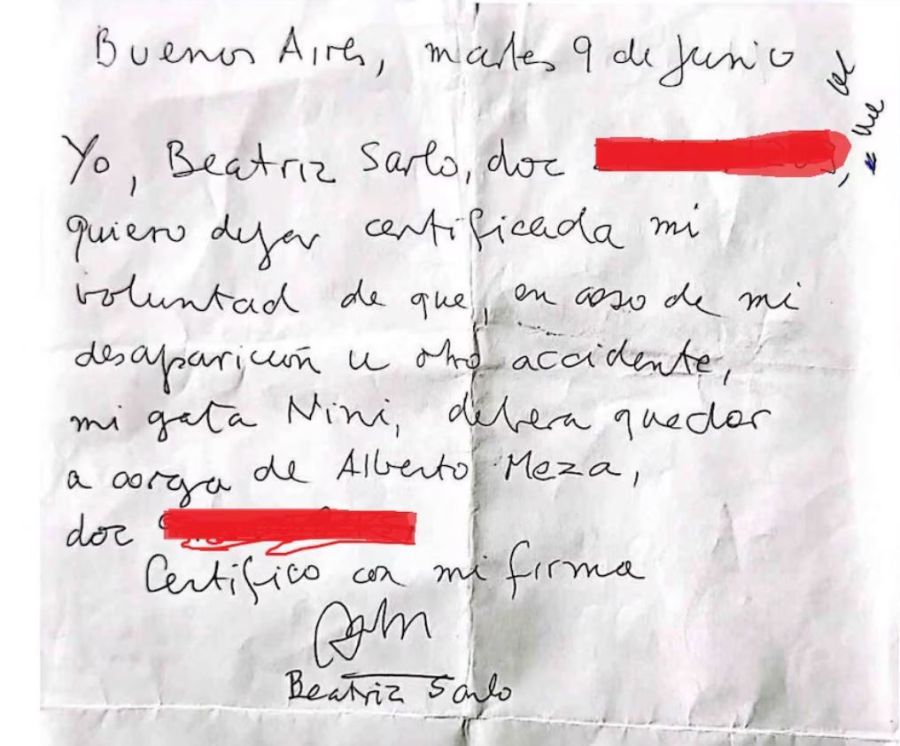 Carta de Beatriz Sarlo