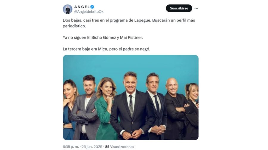 Bajas en el programa de Sergio Lapegüe