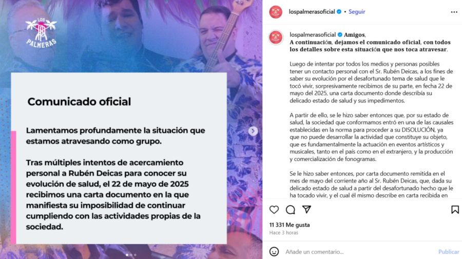 El comunicado de Los Palmeras