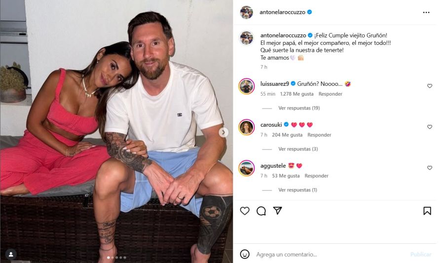 Posteo de Antonela a Messi