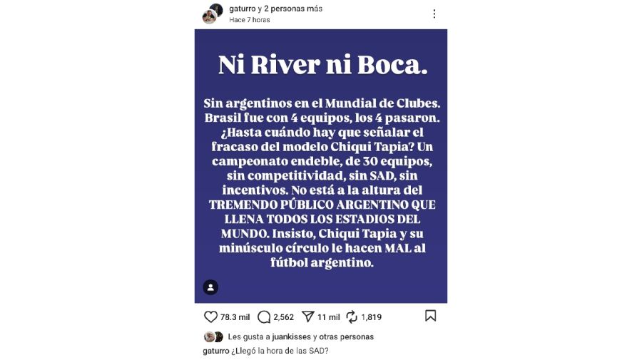 Javier Milei contra el Chiqui Tapia
