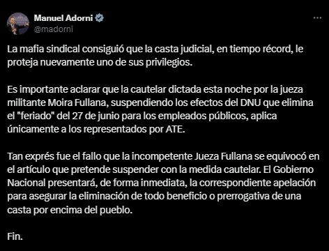 Adorni Vs la jueza