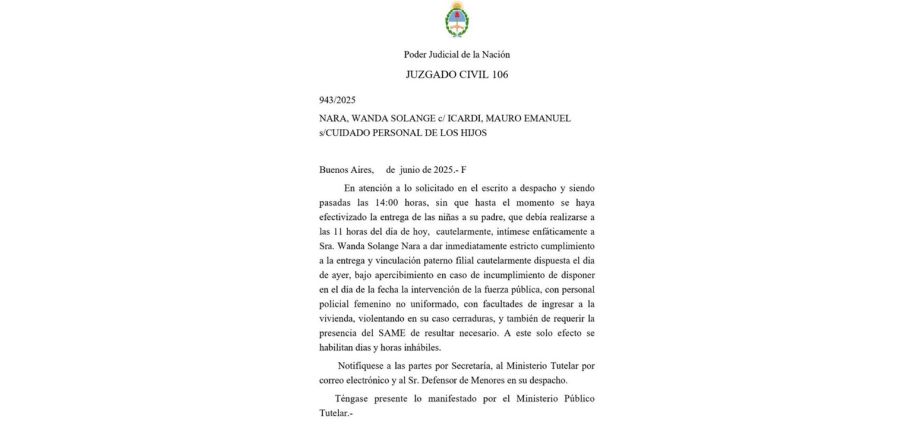 El pedido de la Justicia a Wanda Nara
