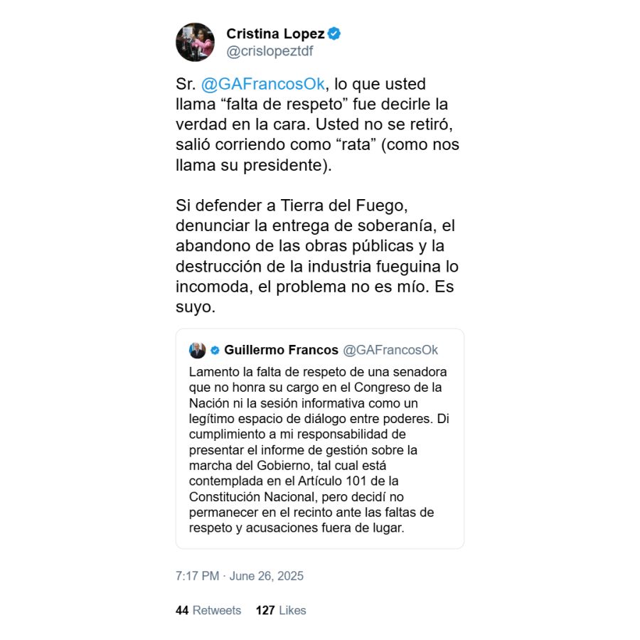 Pelea Francos y diputada kirchnerista