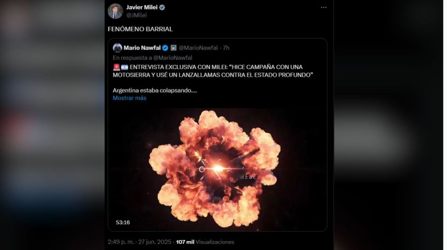 Javier Milei entrevista Mario Nawfal