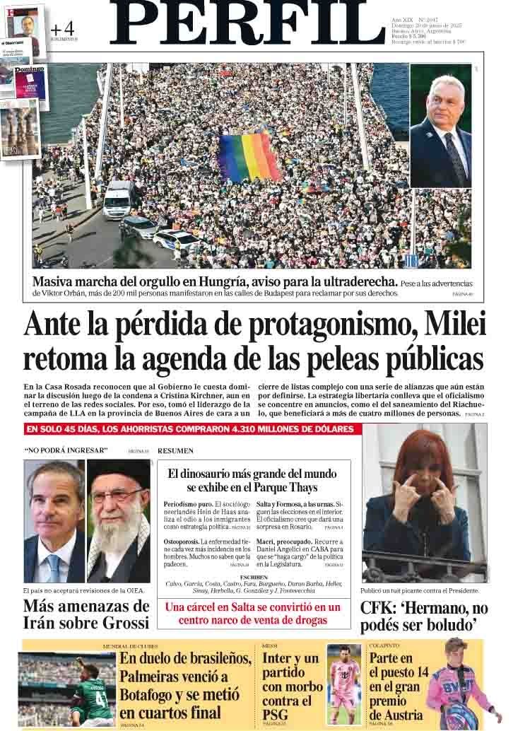 La tapa del Diario PERFIL del 29 de junio de 2025