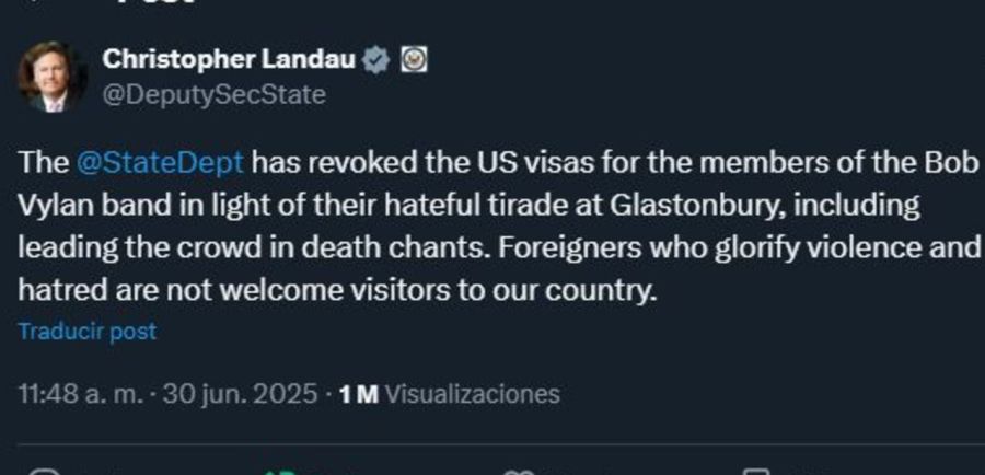 Estados Unidos le revocó la visa a Bob Vylan