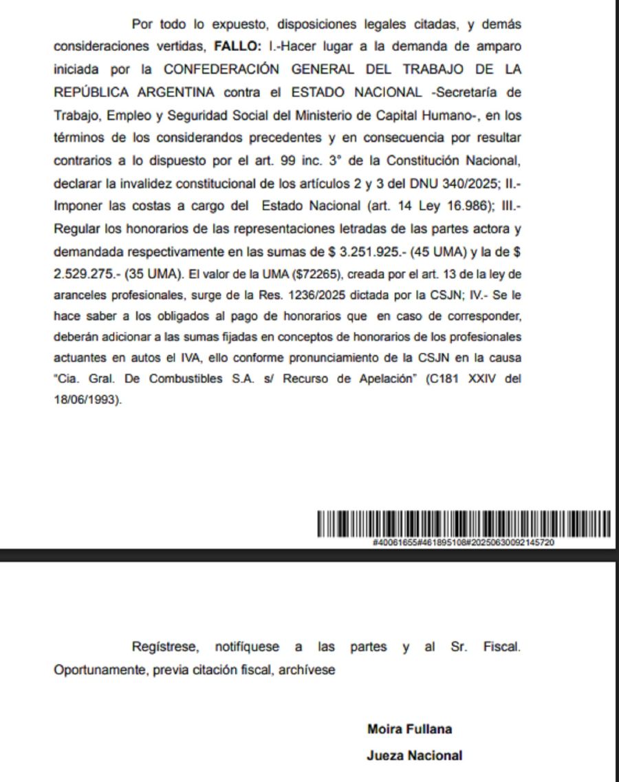 Fallo de la Justicia contra el límite al derecho a huelga