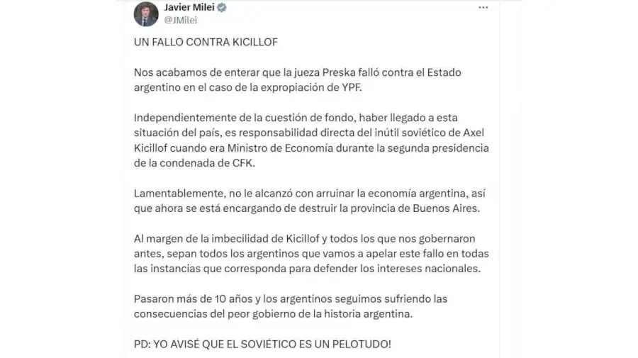 Javier Milei X 20250630