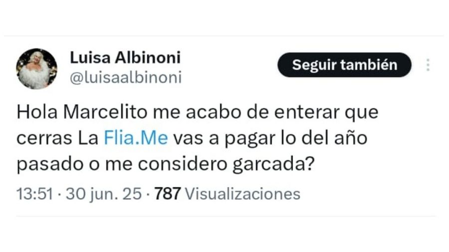 Luisa Albinoni contra Marcelo Tinelli
