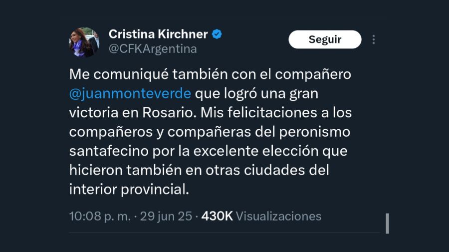Tweets de Cristina Kirchner