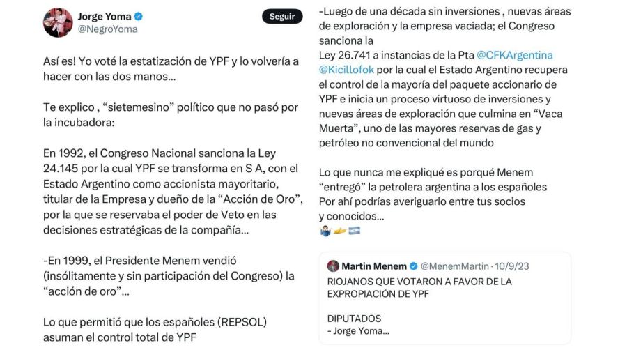 Tweet de Jorge Yoma
