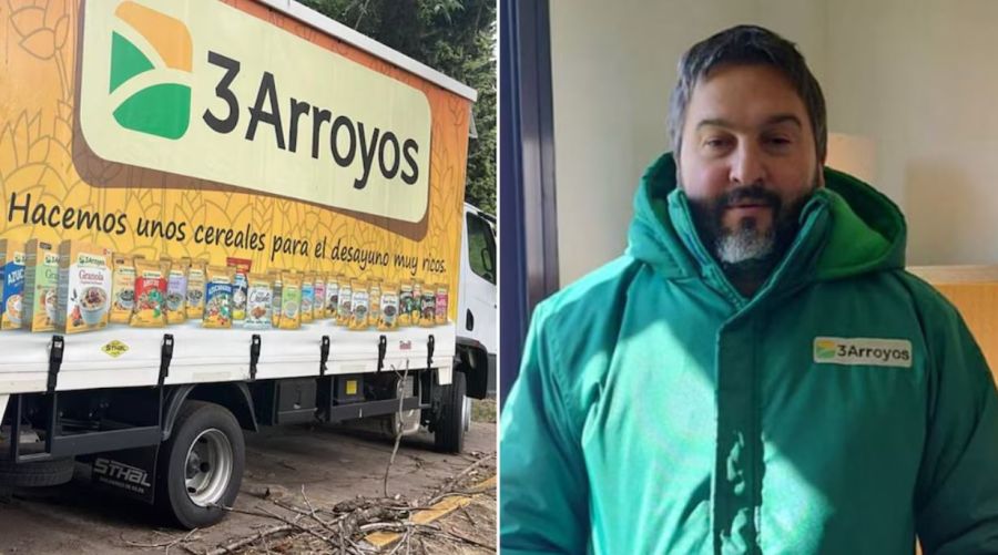 Uno de los camiones de otra de las empresas de Ariel García Furfaro (con la campera de 3Arroyos)