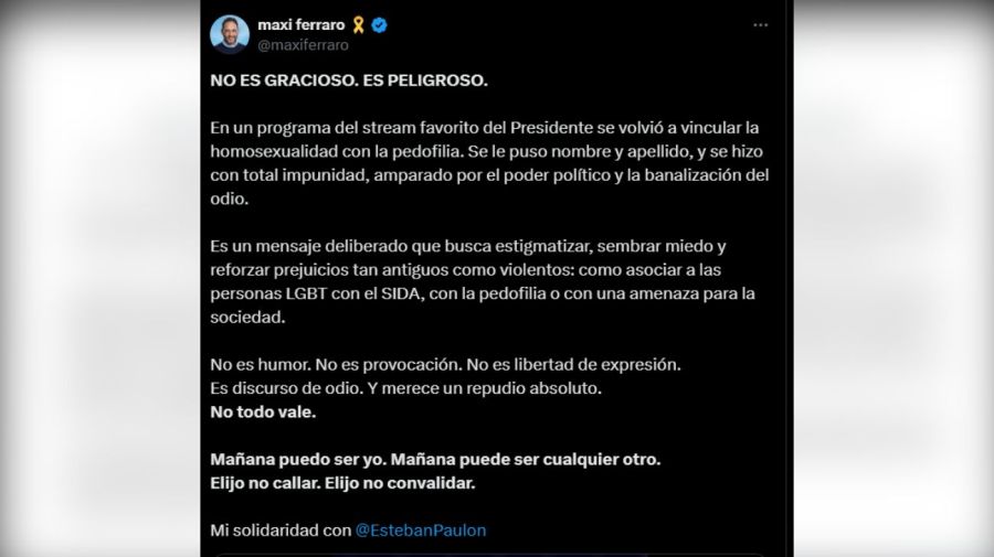 Posteo Maximiliano Ferraro apoyo Esteban Paulón