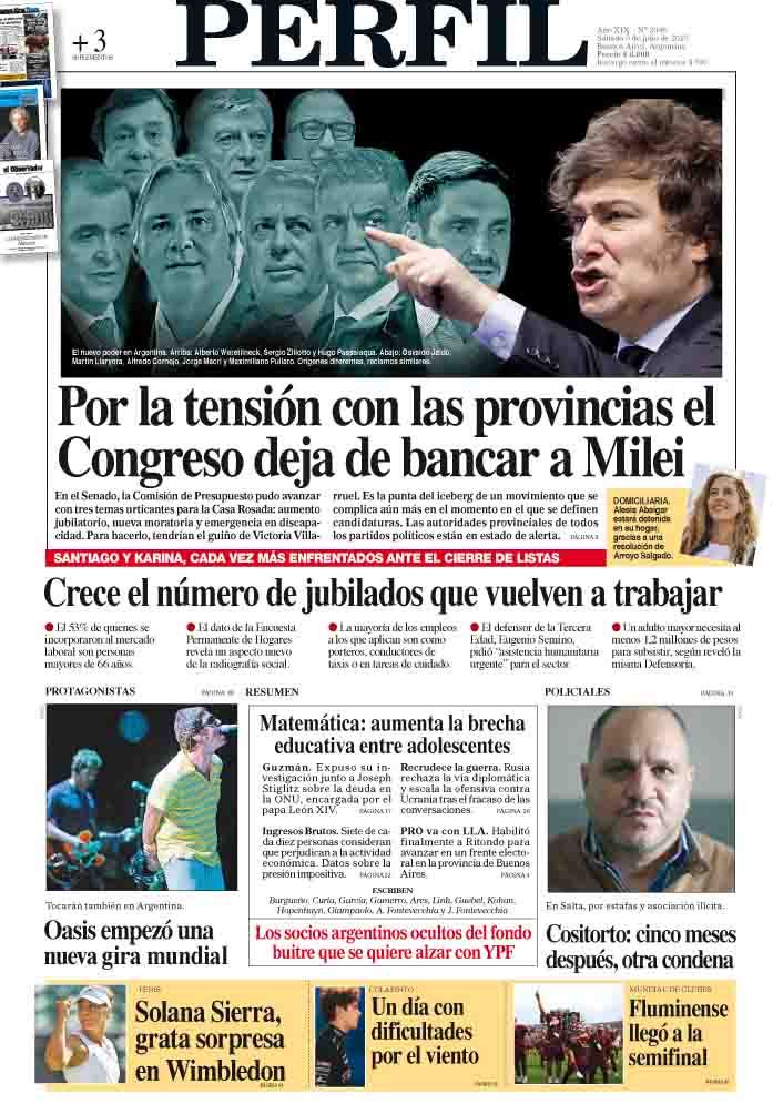 La tapa del Diario PERFIL del sábado 5 de julio de 2025