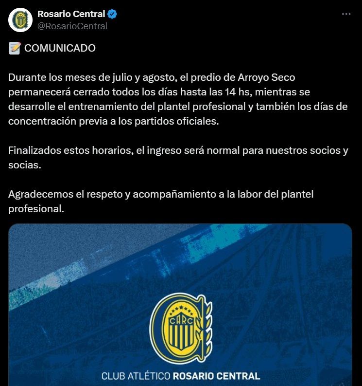 Comunicado Rosario Central