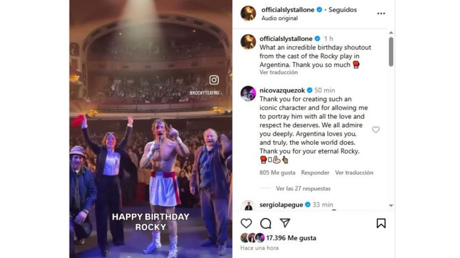 Mensaje Sylvester Stallone a Nico Vazquez