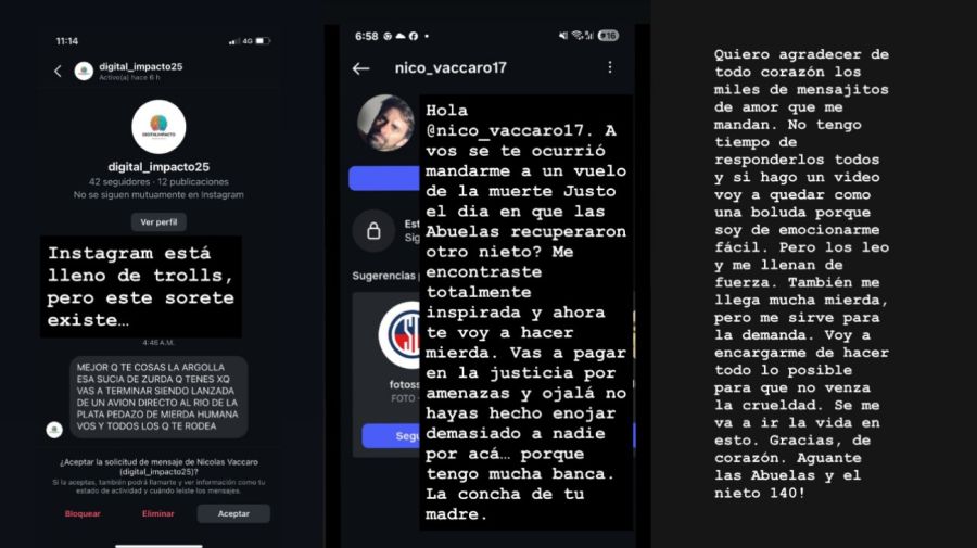 Julia Mengolini expuso las amenazas que recibe