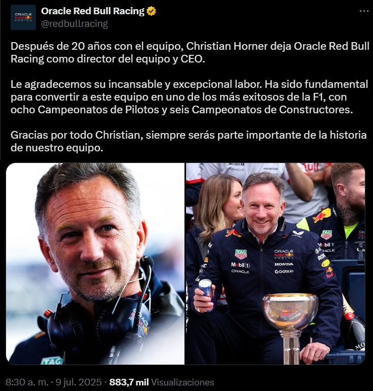 Christian Horner deja Red Bull