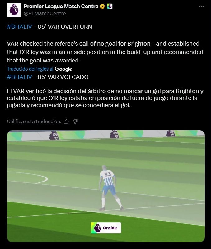 Cuenta del VAR en Premier League