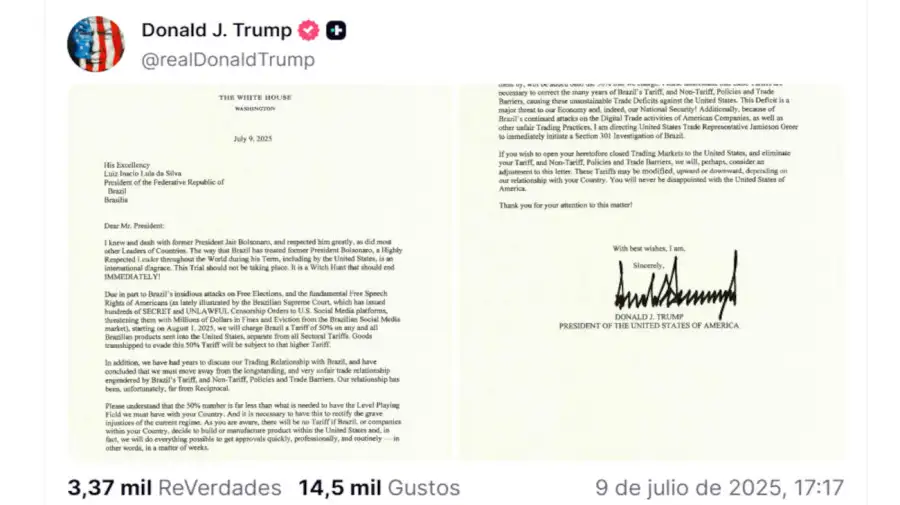 Donald J. Trump X 20250710