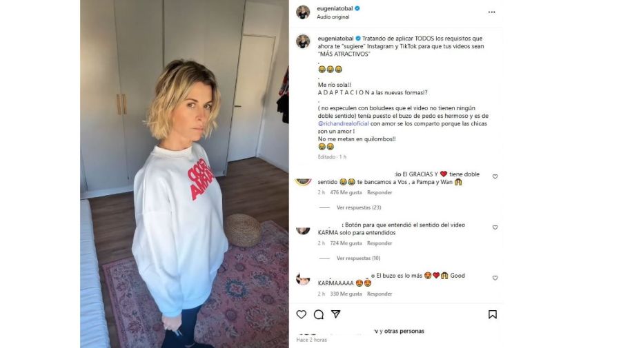 Eugenia Tobal aclaración sobre la frase Good Karma