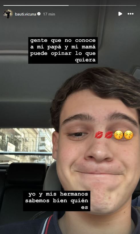 Posteo de Bautista Vicuña defendiendo a su papá