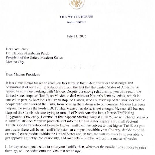 Más cartas de Trump amenazando con aranceles.