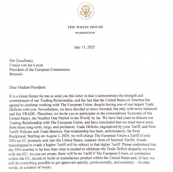 Más cartas de Trump amenazando con aranceles.