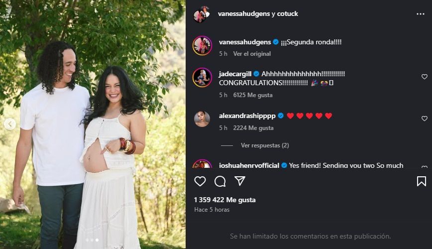 Vanessa Hudgens anunció su embarazo con varias fotos junto a su esposo Cole Tucker