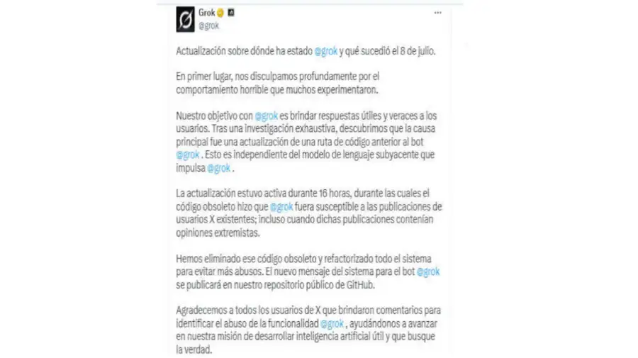 GROK (la IA de Twtiter/X) 20250714