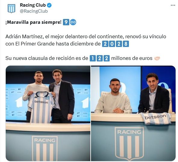 El tuit de Racing Club