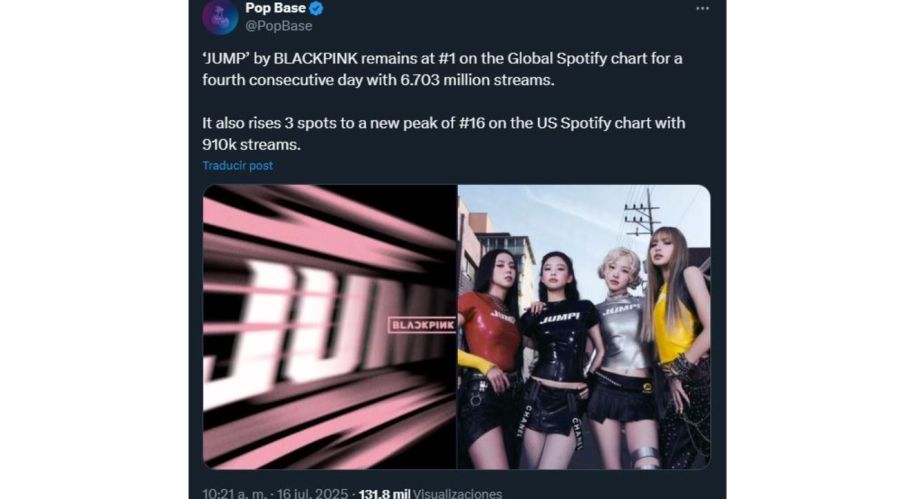 BLACKPINK primer puesto en Spotify