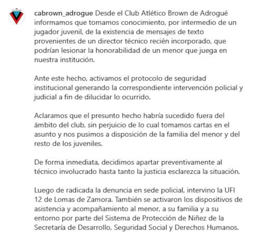 Comunicado Brown de Adrogué