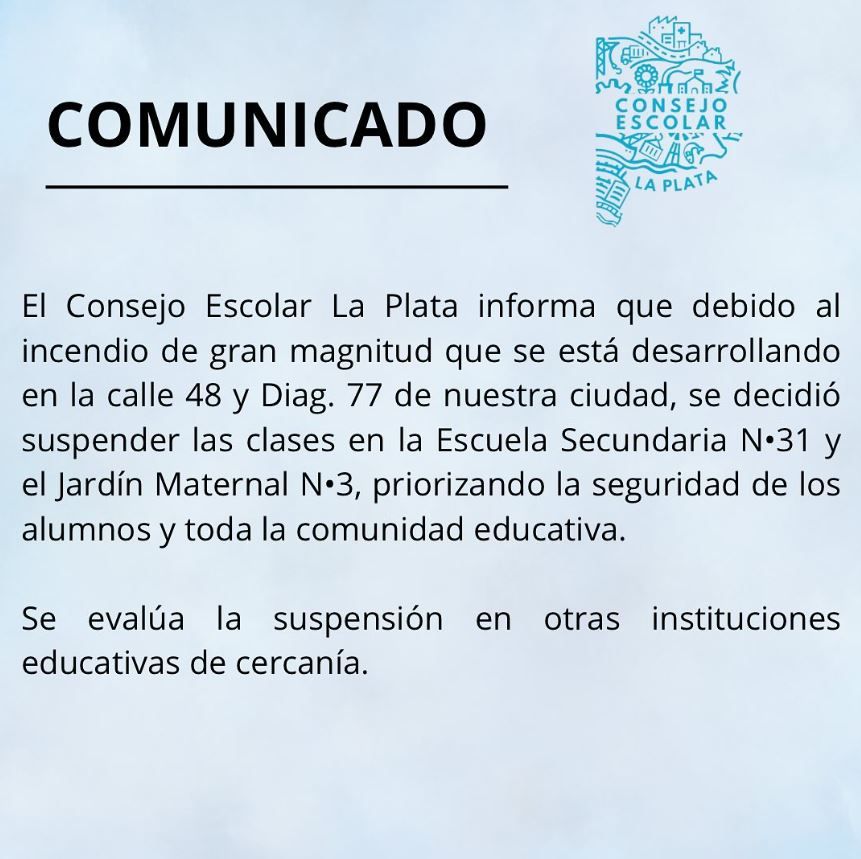 Comunicado Consejo Escolar de La Plata
