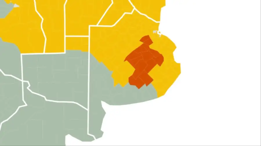 mapa con las alertas en la zona de Buenos Aires