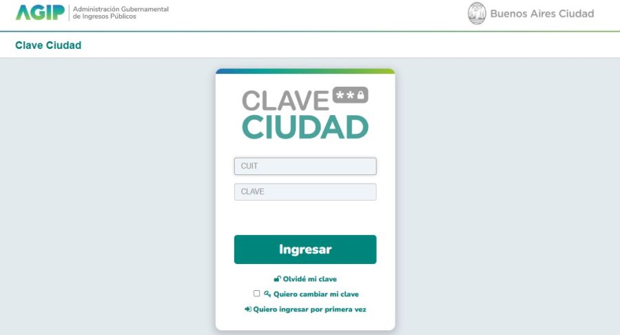 Página de gestión personal de AGIP. 