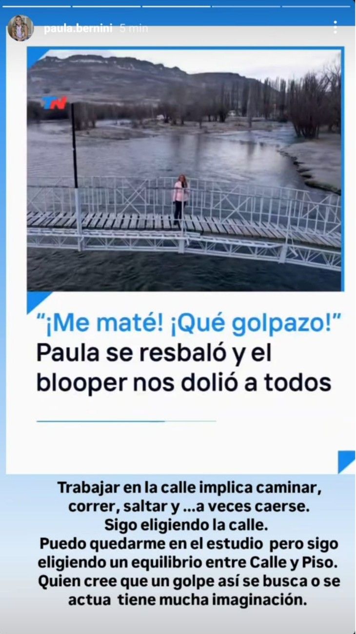 Paula Bernini tras su caída