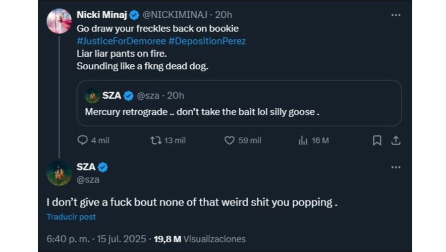 Pelea Nicki Minaj contra Sza