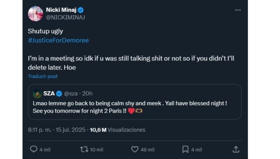 Pelea Nicki Minaj contra Sza