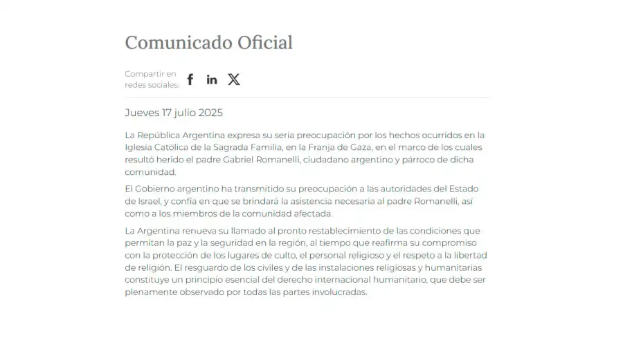Comunicado de Cancillería 17072025
