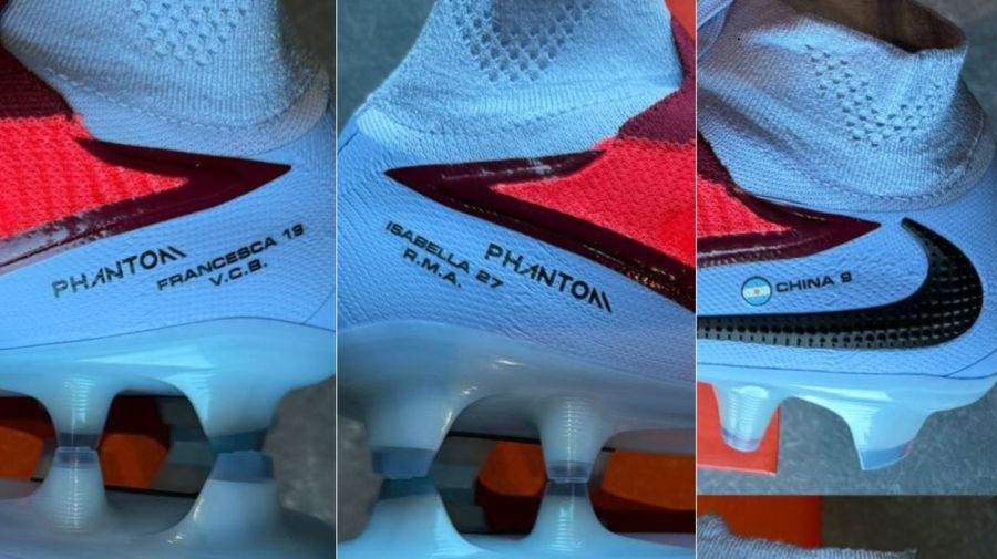 Botines Mauro Icardi con los nombres de sus hijos, los de Wanda Nara y la China Suarez