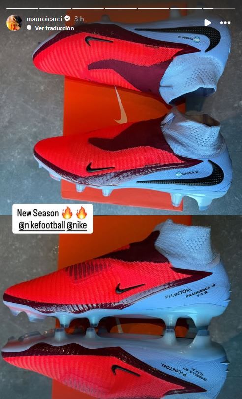 Botines Mauro Icardi con los nombres de sus hijos, los de Wanda Nara y la China Suarez
