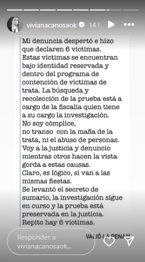 El comunicado de Viviana Canosa tras levantarse el sumario de su denuncia