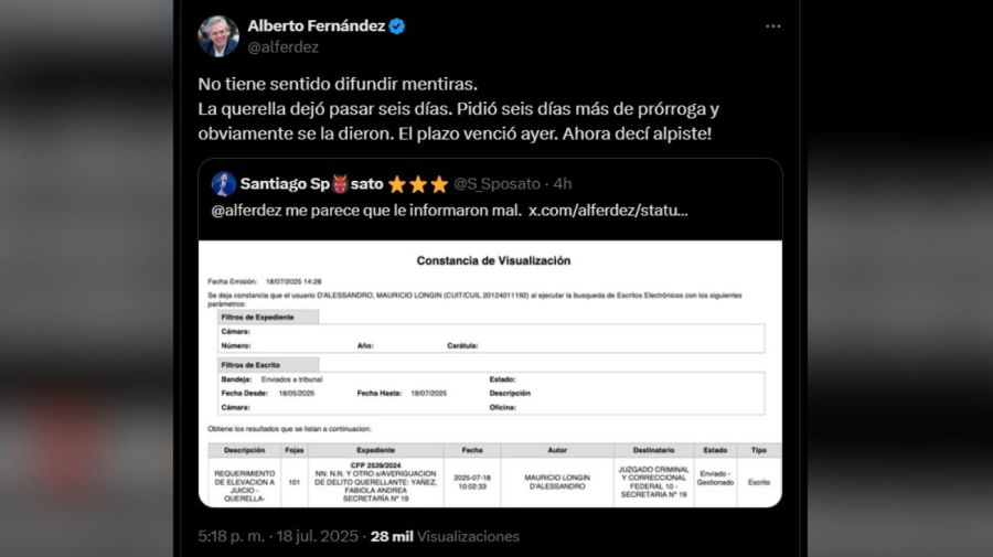 Posteos Alberto Fernández contra D'Alessandro