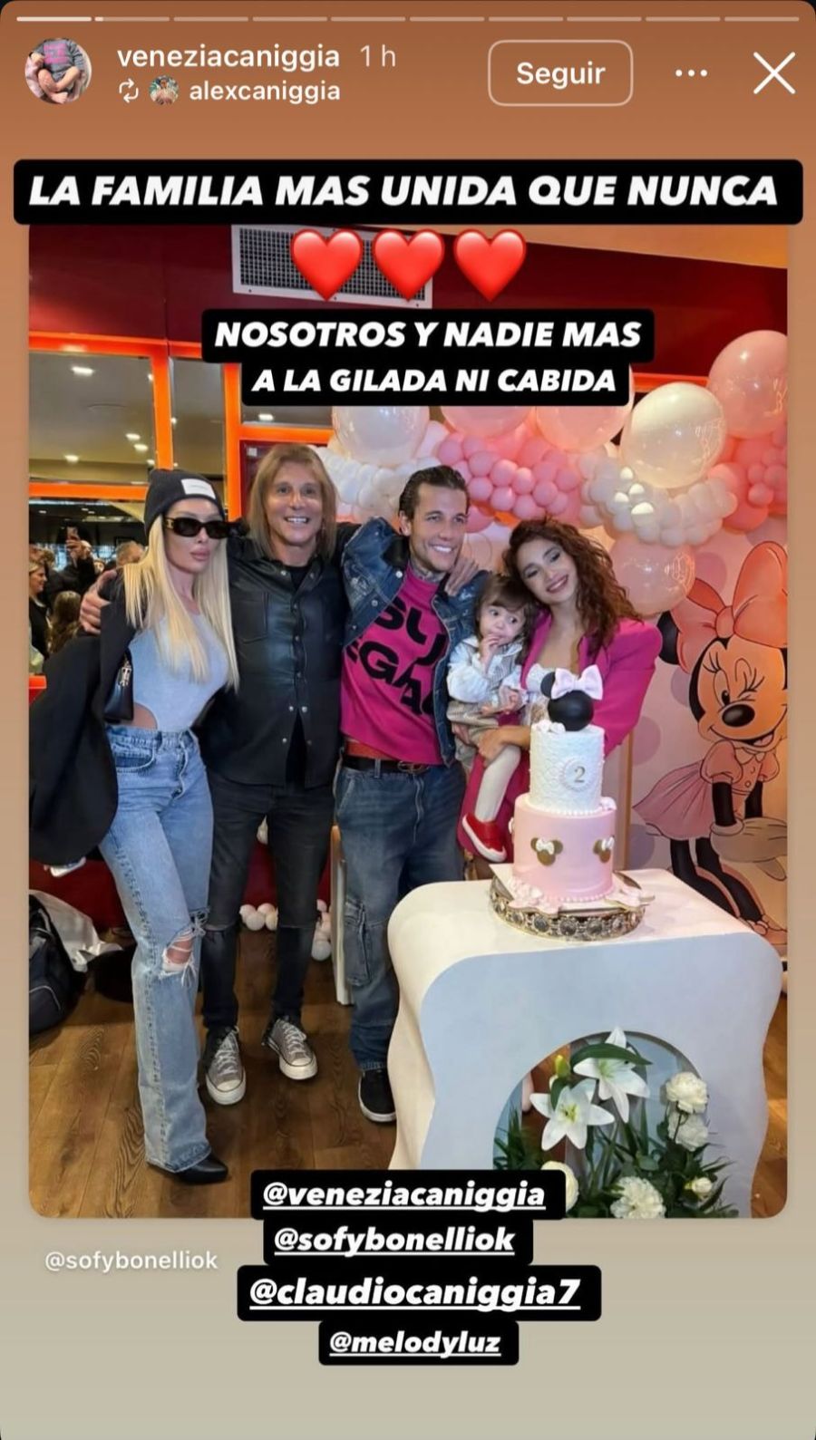 Alex Caniggia y Melody Luz, reconciliados, celebraron el segundo cumpleaños de Venezia: las fotos y videos