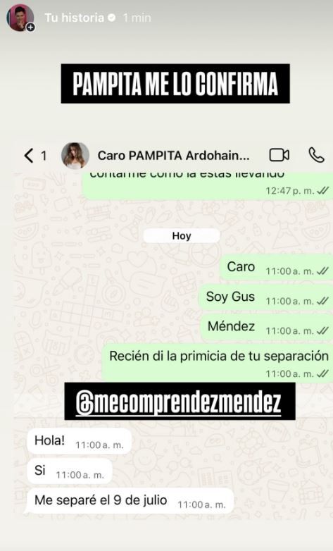Pampita confirmó su separación de Martín Pepa